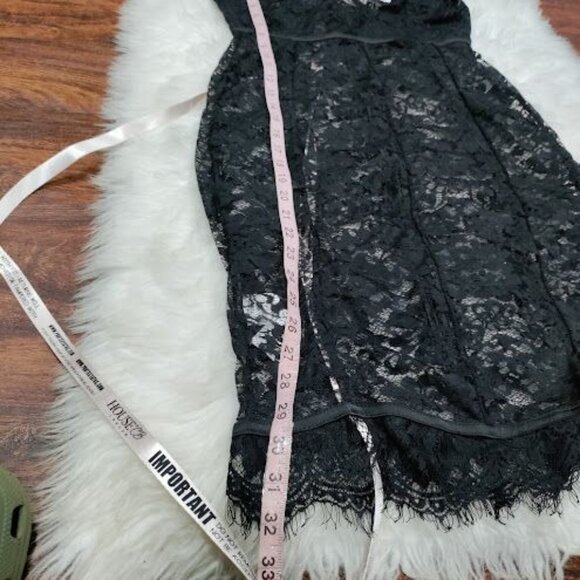NWT House of CB Hermosa Black Lace Sheer Collar Dress Women's Size Large - Picture 12 of 13